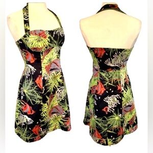 Tropical Print Halter dress sleeveless Small 6 Spring Summer Nanette Lepore